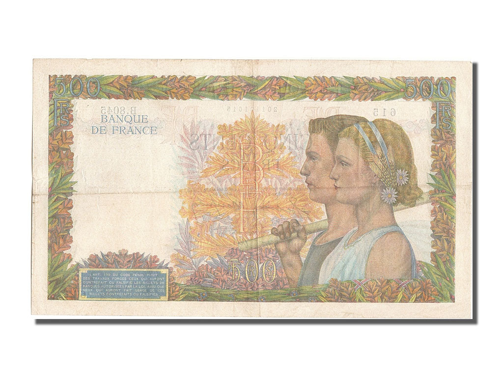 Banknote, France, 500 Francs, 500 F 1940-1944 ''La Paix'', 1944, 1944-04-06