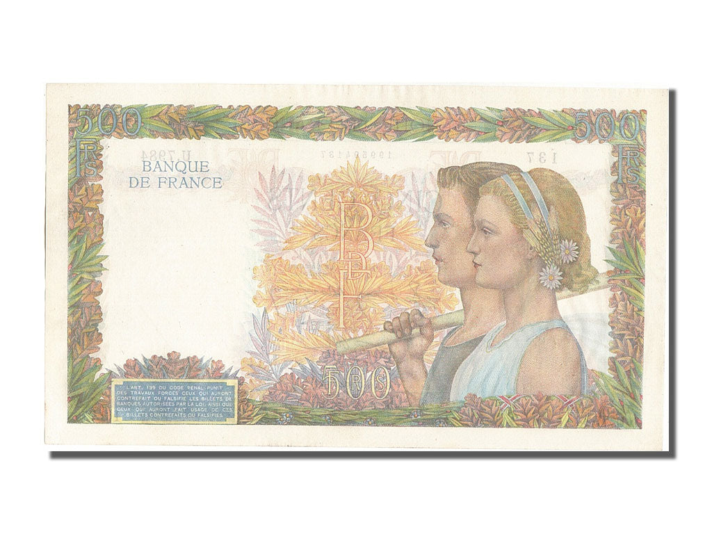 Biljet, Frankrijk, 500 Francs, 500 F 1940-1944 ''La Paix'', 1944, 1944-04-06