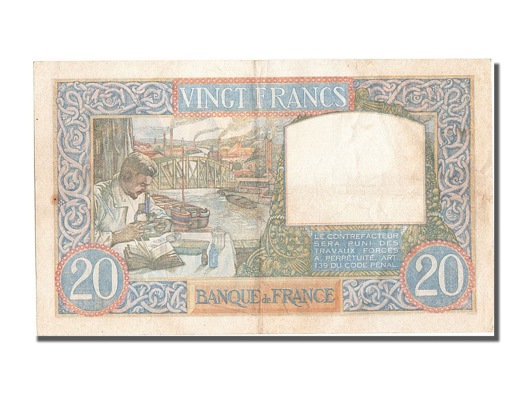 Billete, Francia, 20 Francs, 20 F 1939-1942 ''Science et Travail'', 1940