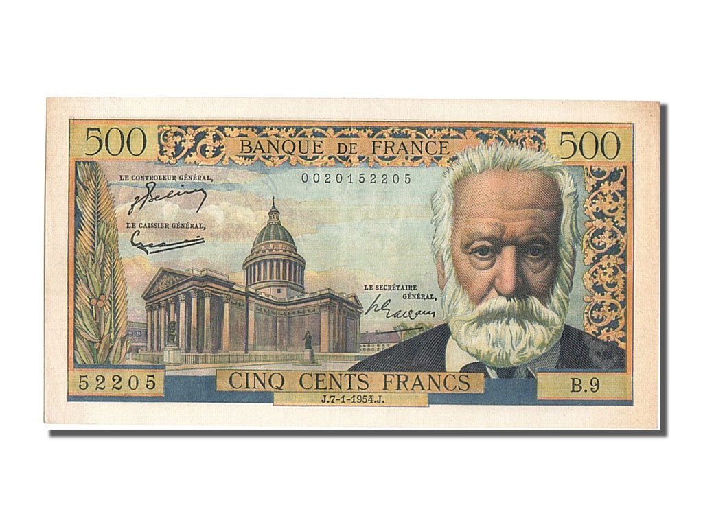 Billete, Francia, 500 Francs, 500 F 1954-1958 ''Victor Hugo'', 1954, 1954-01-07