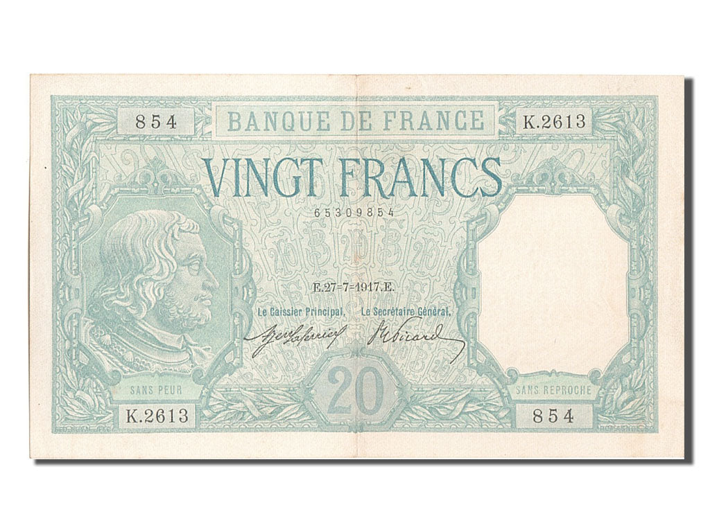 Banknote, France, 20 Francs, 20 F 1916-1919 ''Bayard'', 1917, 1917-07-27