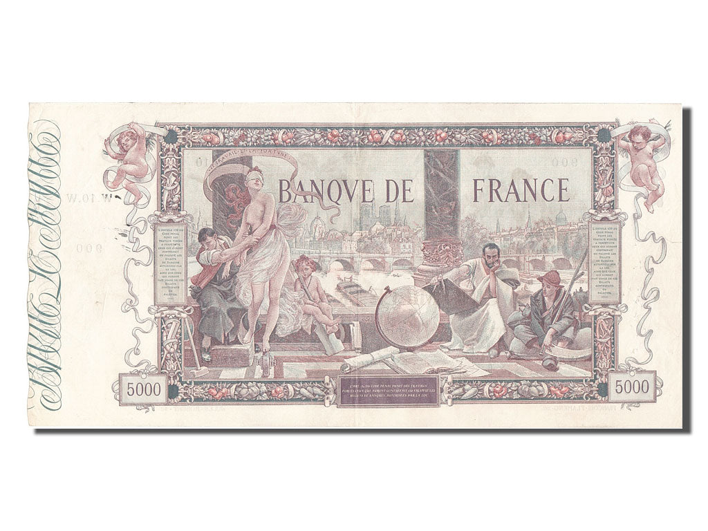 France, 5000 Francs, Flameng, 1918-01-12, W.10, VF 30, PMG