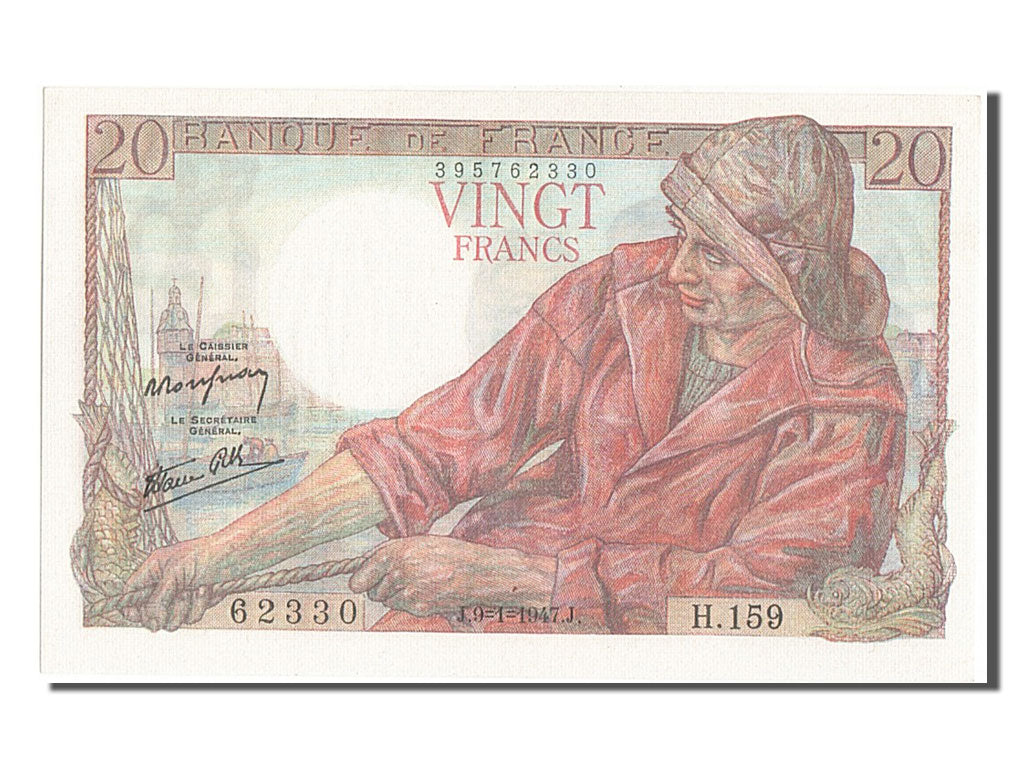 Biljet, Frankrijk, 20 Francs, 20 F 1942-1950 ''Pêcheur'', 1947, 1947-01-09