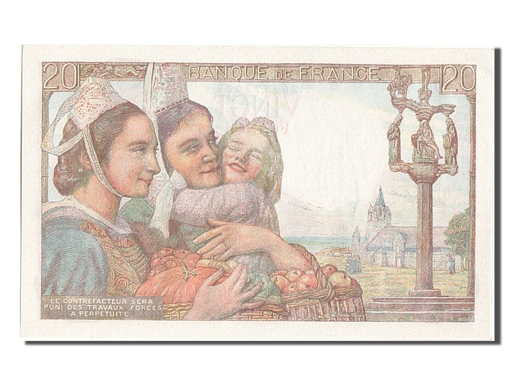 Banknot, Francja, 20 Francs, Pêcheur, 1944, 1944-02-10, UNC(65-70)