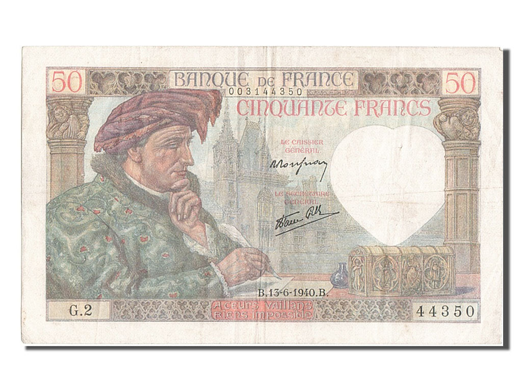 Biljet, Frankrijk, 50 Francs, 50 F 1940-1942 ''Jacques Coeur'', 1940