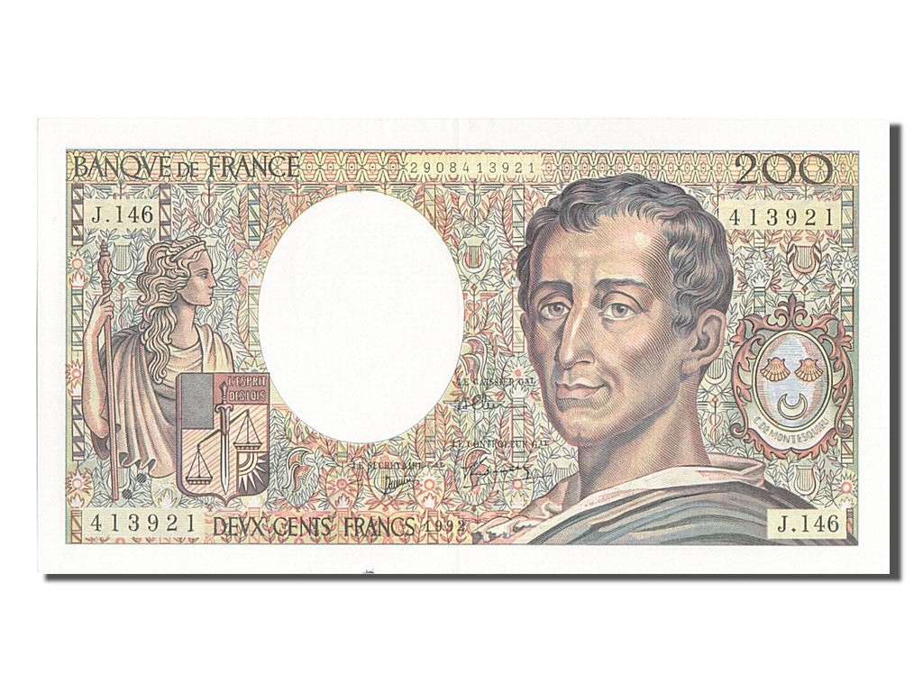 Banknote, France, 200 Francs, 200 F 1981-1994 ''Montesquieu'', 1992, UNC(60-62)