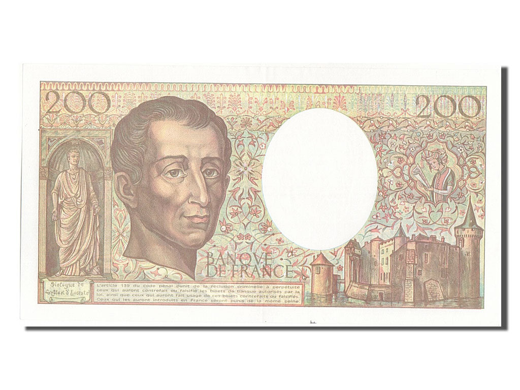 Banknote, France, 200 Francs, 200 F 1981-1994 ''Montesquieu'', 1992, UNC(60-62)