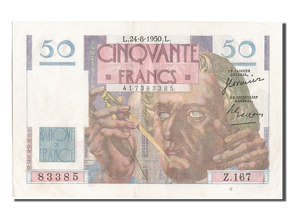Biljet, Frankrijk, 50 Francs, 50 F 1946-1951 ''Le Verrier'', 1950, 1950-08-24