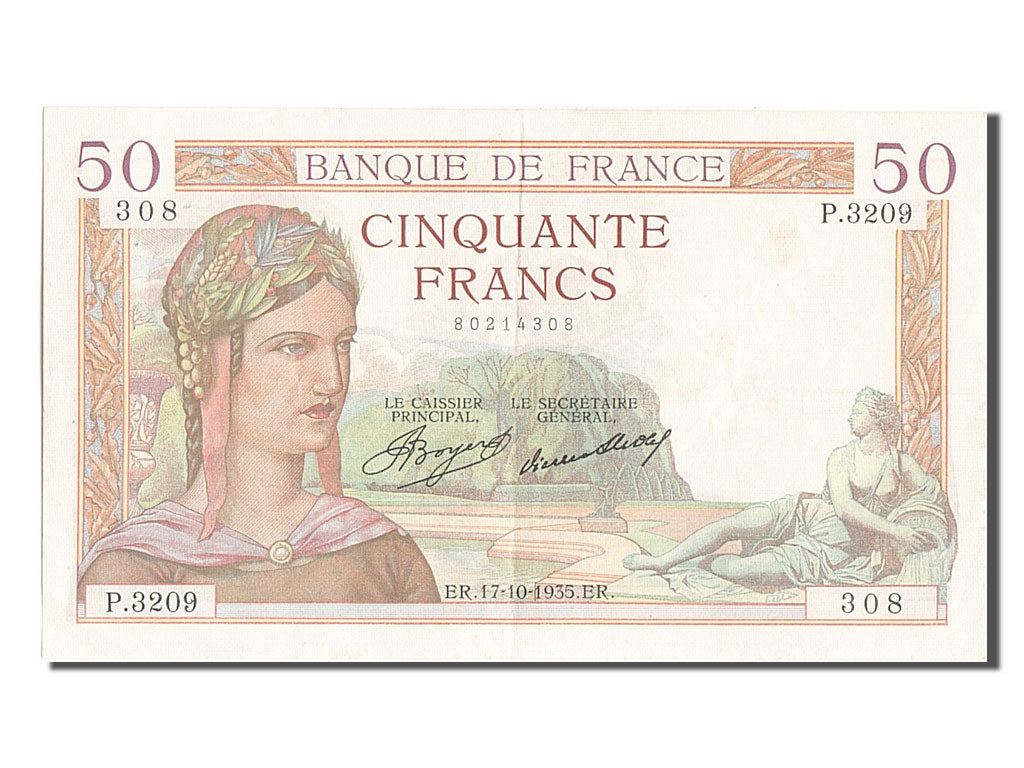Banconote, Francia, 50 Francs, 50 F 1934-1940 ''Cérès'', 1935, 1935-10-17