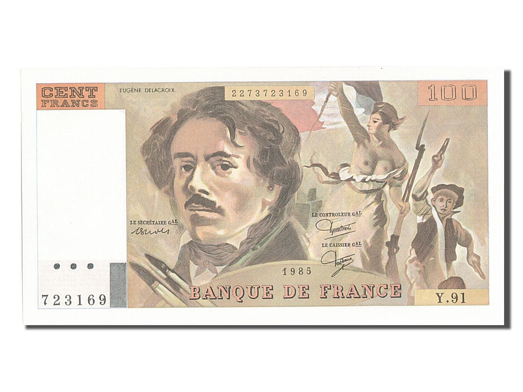Banknot, Francja, 100 Francs, Delacroix, 1985, UNC(65-70), Fayette:69.09