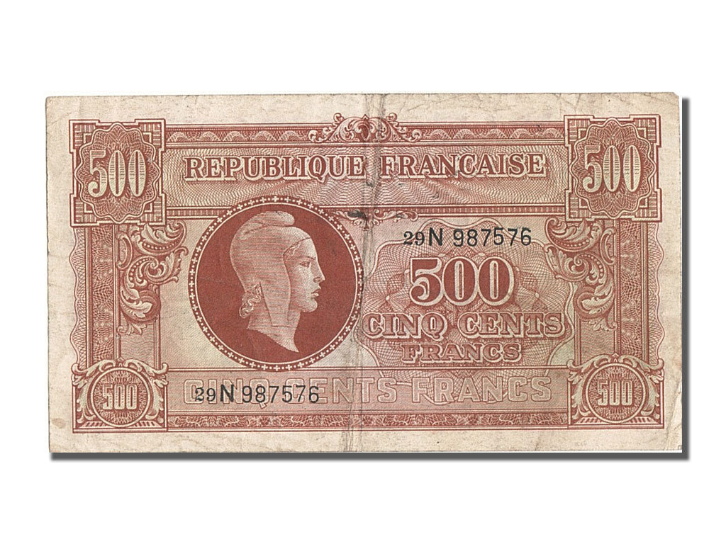 Geldschein, Frankreich, 500 Francs, 1943-1945 Marianne, 1945, S+