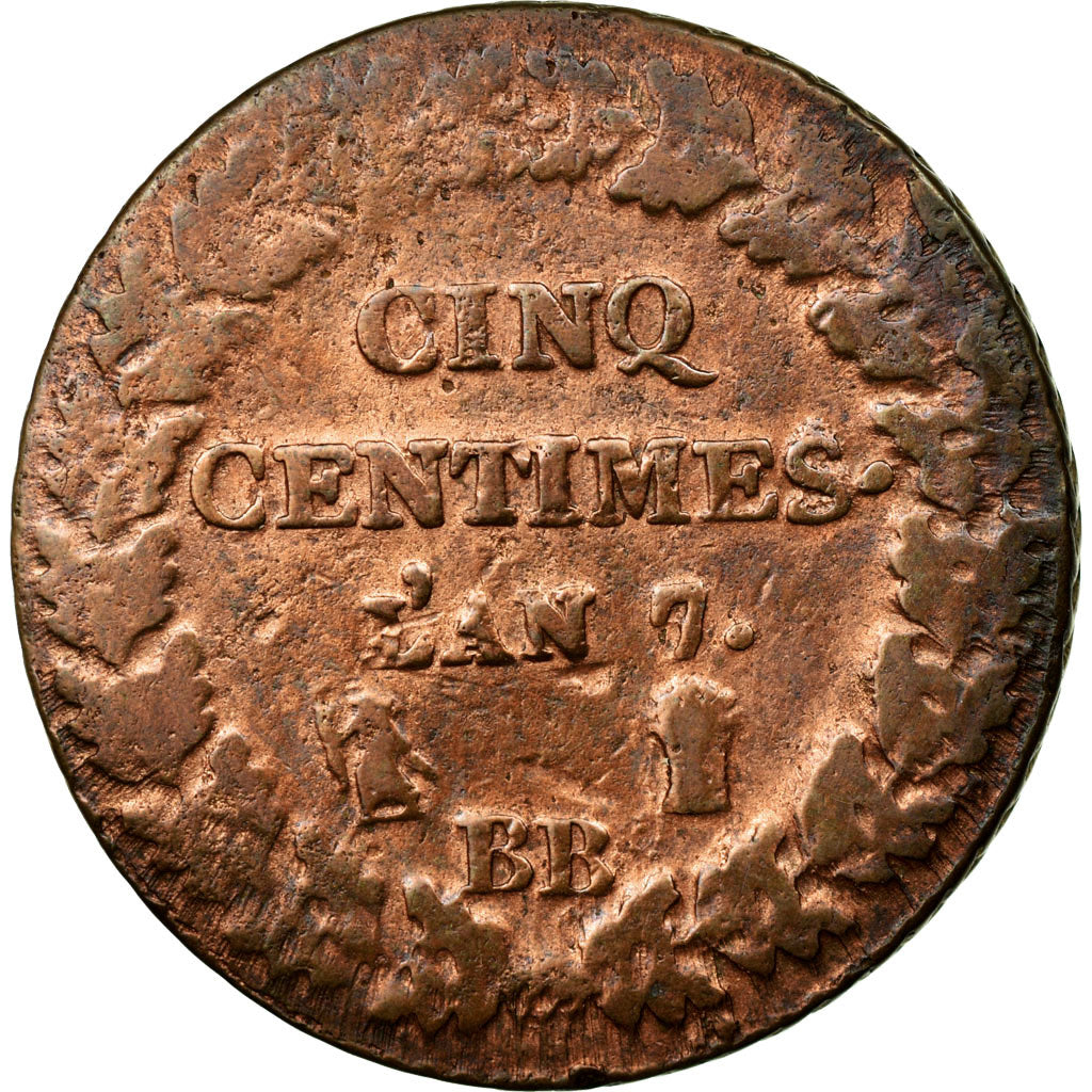 Moneta, Francja, Dupré, 5 Centimes, 1799, Strasbourg, VF(30-35), Bronze