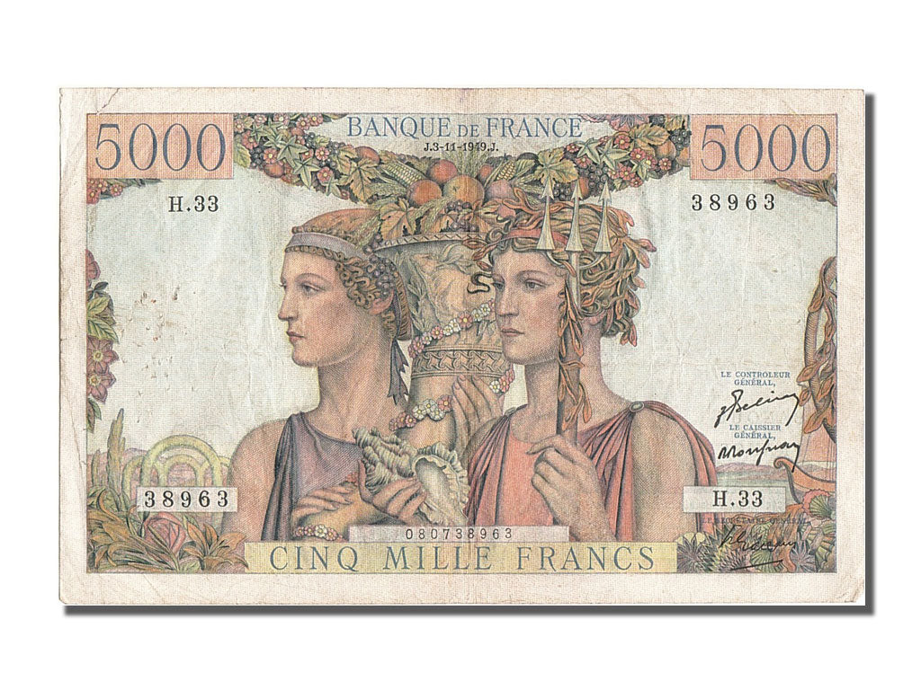 Banknote, France, 5000 Francs, 5 000 F 1949-1957 ''Terre et Mer'', 1949