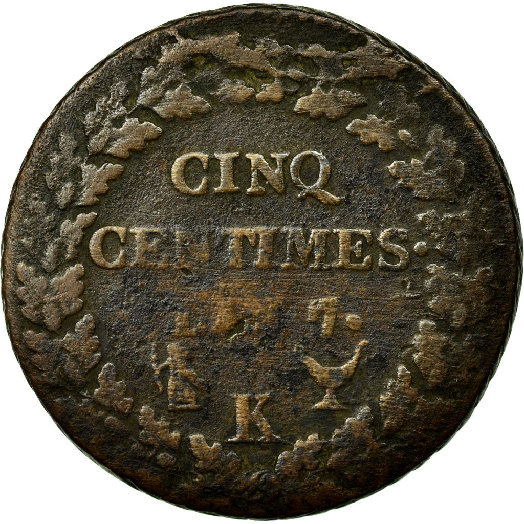 Moneta, Francja, Dupré, 5 Centimes, 1799, Bordeaux, VF(20-25), Bronze