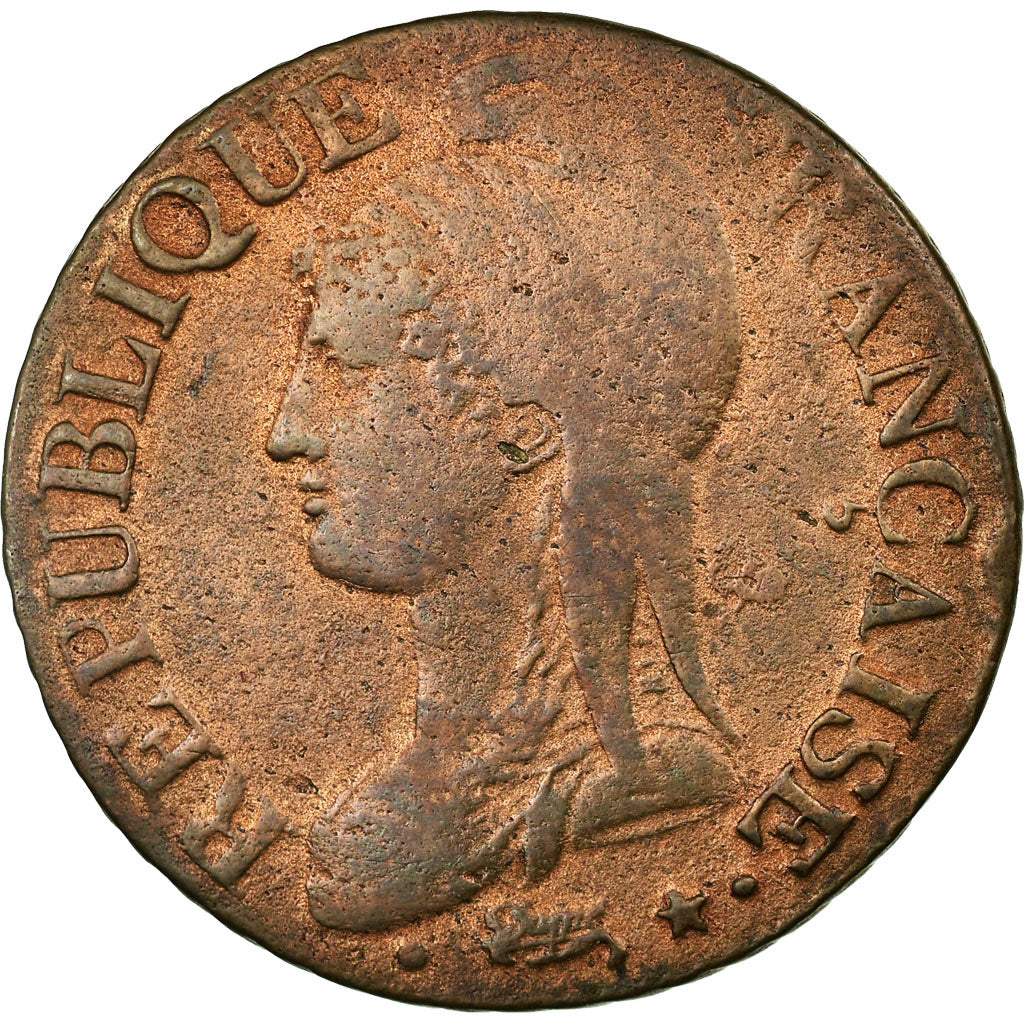 Moneda, Francia, Dupré, 5 Centimes, 1799, Bordeaux, MBC, Bronce, Gadoury:126