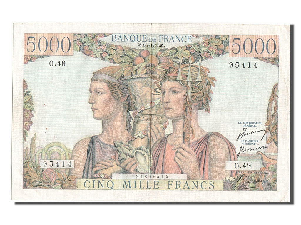 Banknote, France, 5000 Francs, 5 000 F 1949-1957 ''Terre et Mer'', 1951