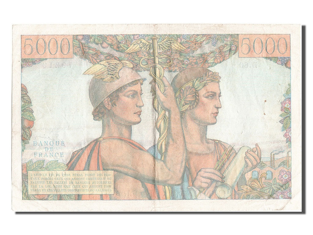 Billete, Francia, 5000 Francs, 5 000 F 1949-1957 ''Terre et Mer'', 1951