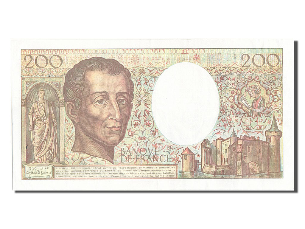 Banknote, France, 200 Francs, 200 F 1981-1994 ''Montesquieu'', 1992, UNC(60-62)