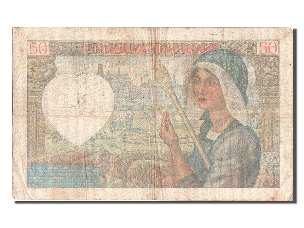 Geldschein, Frankreich, 50 Francs, 50 F 1940-1942 ''Jacques Coeur'', 1940
