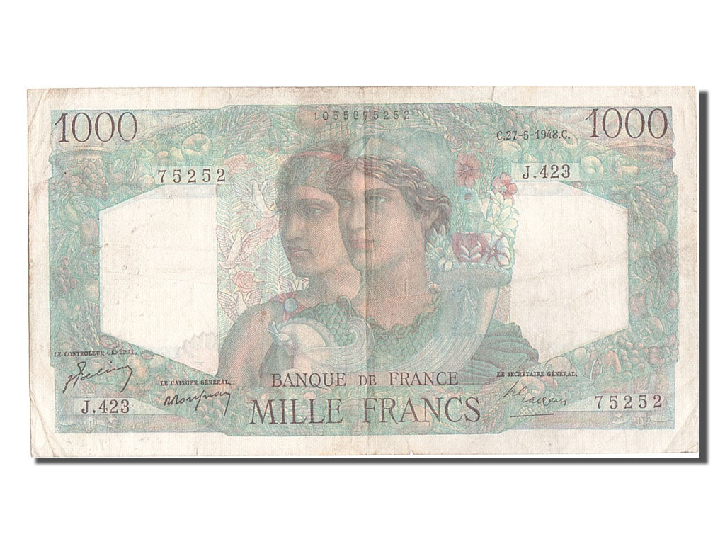 Banconote, Francia, 1000 Francs, 1 000 F 1945-1950 ''Minerve et Hercule'', 1948