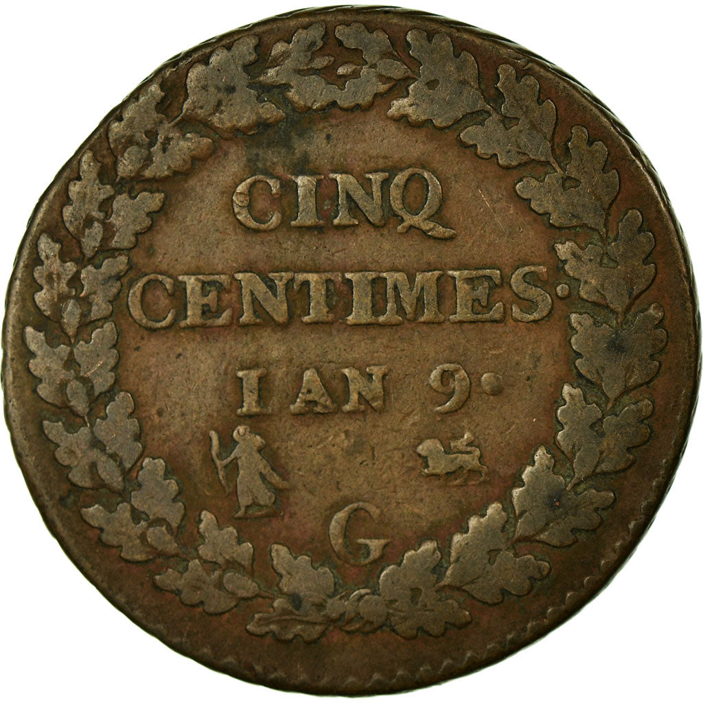Coin, France, Dupré, 5 Centimes, 1800, Geneva, VF(20-25), Bronze, Gadoury:126a