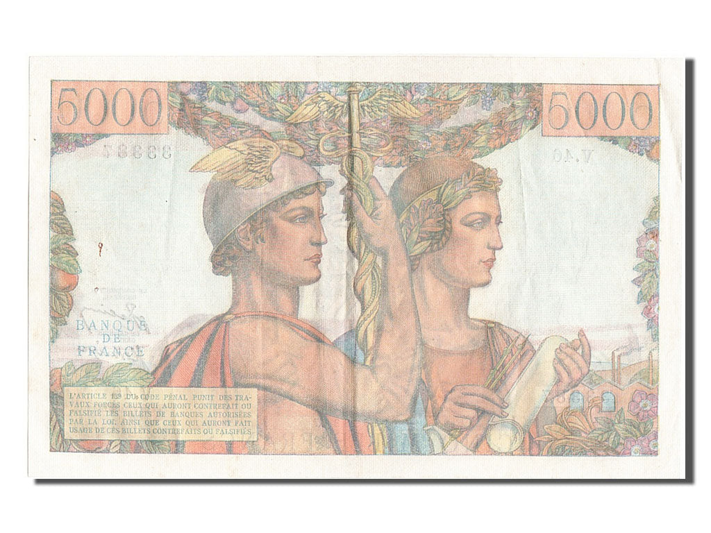 Biljet, Frankrijk, 5000 Francs, 5 000 F 1949-1957 ''Terre et Mer'', 1951