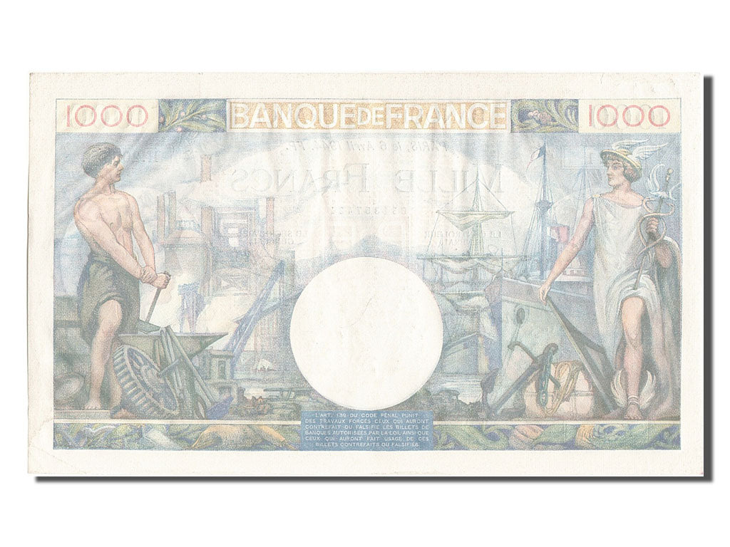 Banknote, France, 1000 Francs, 1 000 F 1940-1944 ''Commerce et Industrie''