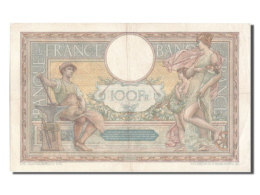 Billet, France, 100 Francs, 100 F 1908-1939 ''Luc Olivier Merson'', 1922
