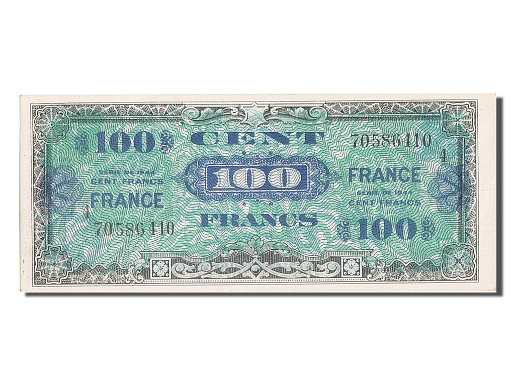 Geldschein, Frankreich, 100 Francs, 1945 Verso France, UNZ, Fayette:VF25.4