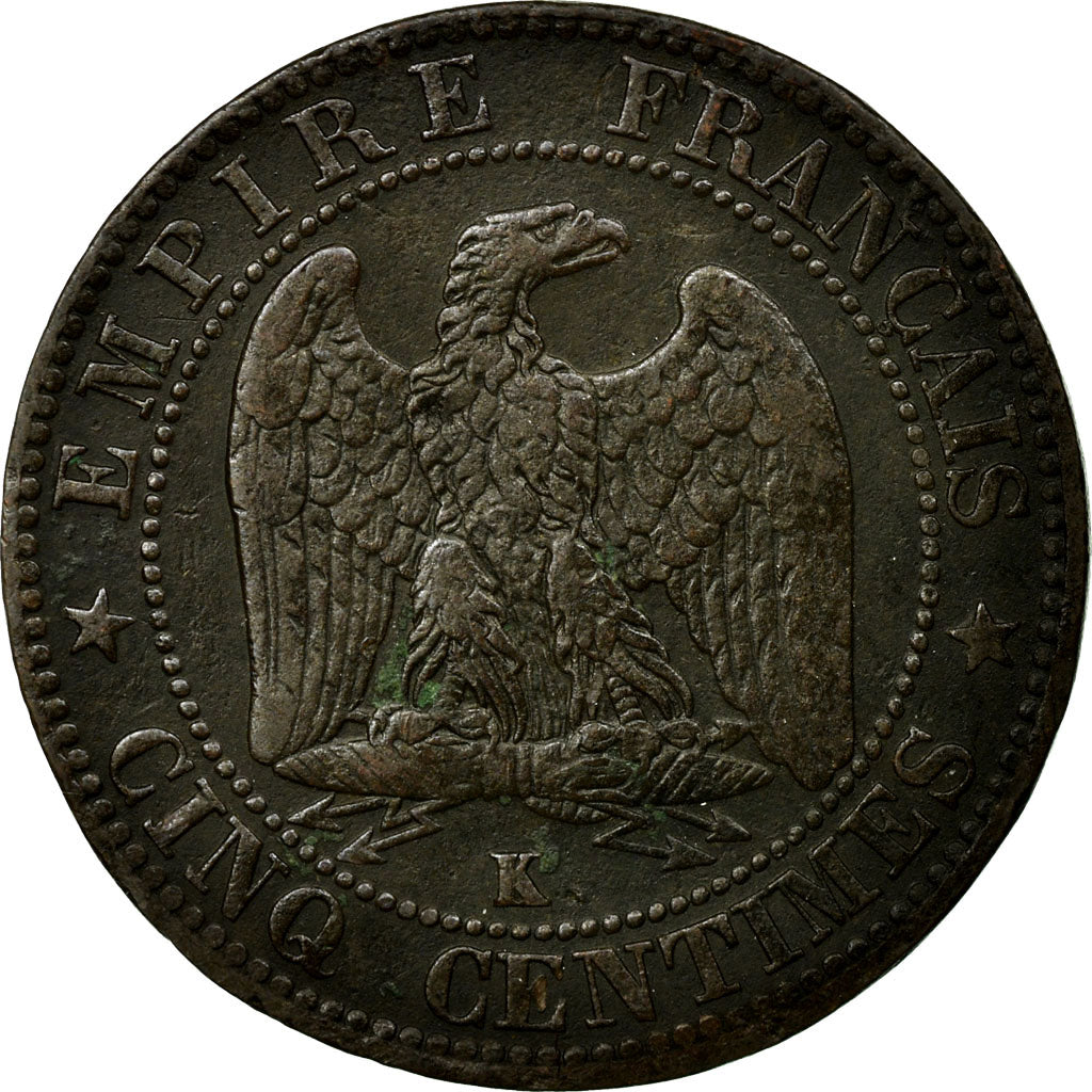 Moneda, Francia, Napoleon III, Napoléon III, 5 Centimes, 1853, Bordeaux, BC+