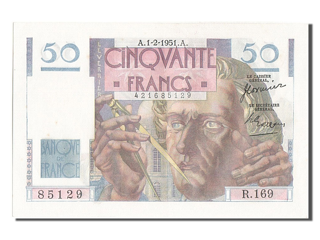 Billete, Francia, 50 Francs, 50 F 1946-1951 ''Le Verrier'', 1951, 1951-02-01