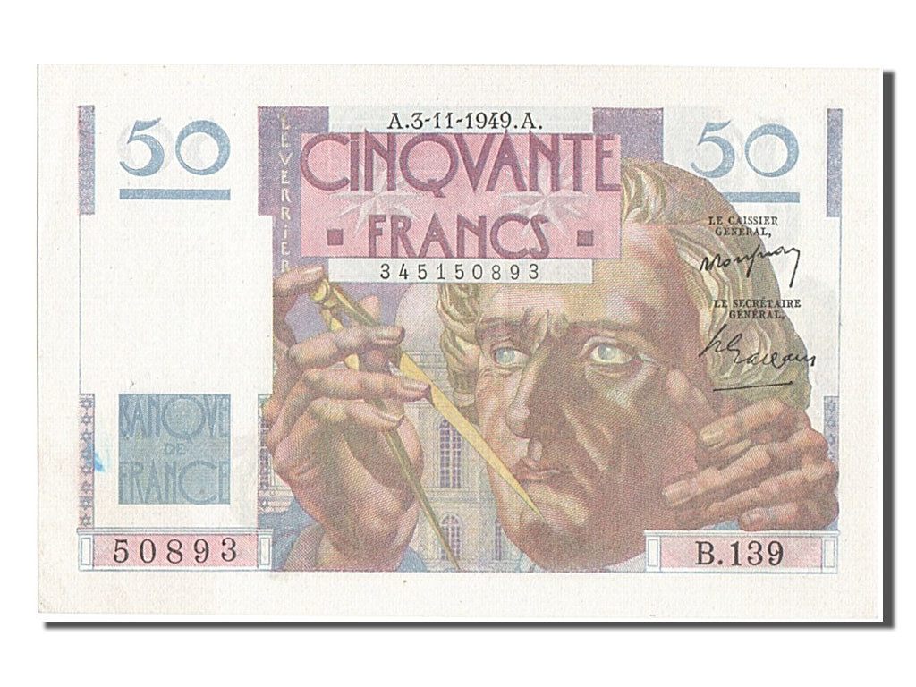 Biljet, Frankrijk, 50 Francs, 50 F 1946-1951 ''Le Verrier'', 1949, 1949-11-03
