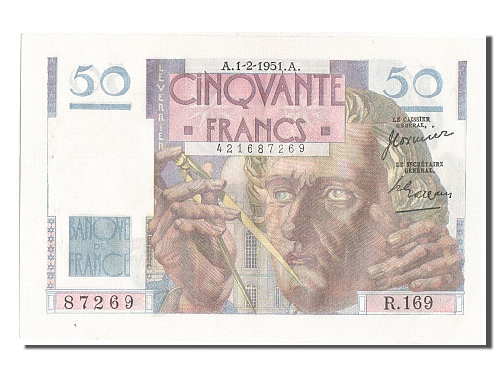 Billet, France, 50 Francs, 50 F 1946-1951 ''Le Verrier'', 1951, 1951-02-01, TB+