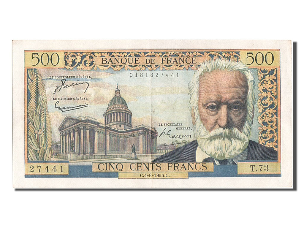 Biljet, Frankrijk, 500 Francs, 500 F 1954-1958 ''Victor Hugo'', 1955