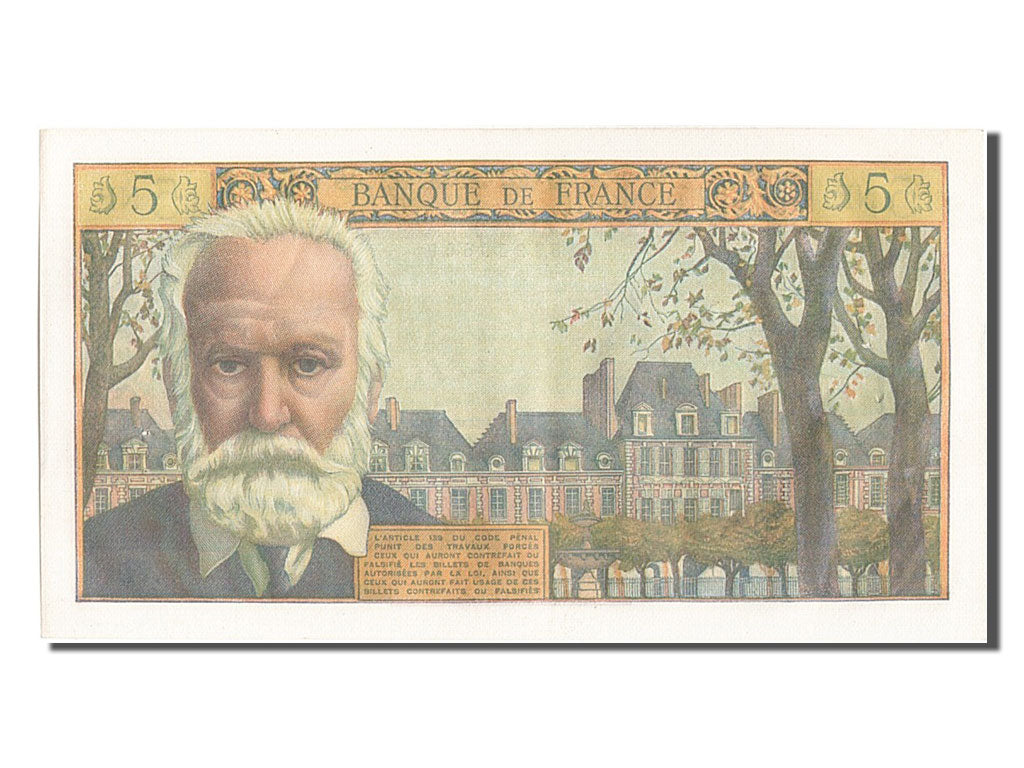 Billete, Francia, 5 Nouveaux Francs, 5 NF 1959-1965 ''Victor Hugo'', 1962