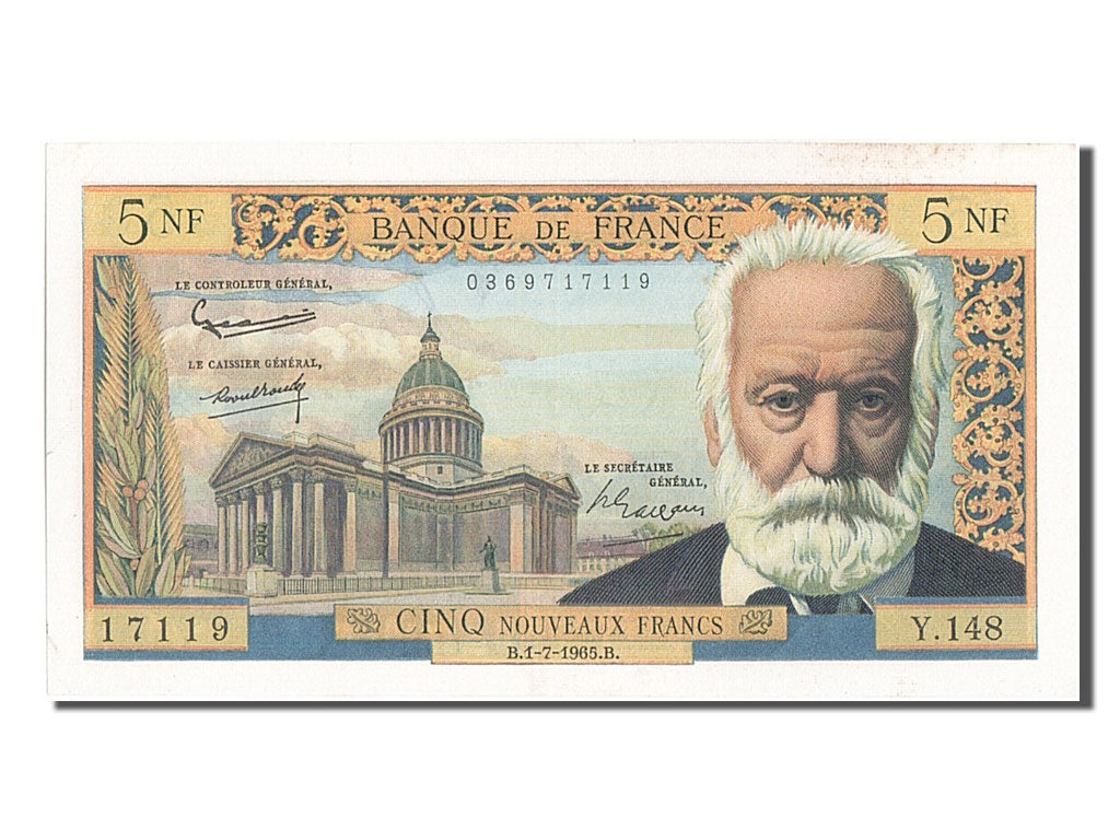 Billete, Francia, 5 Nouveaux Francs, 5 NF 1959-1965 ''Victor Hugo'', 1965