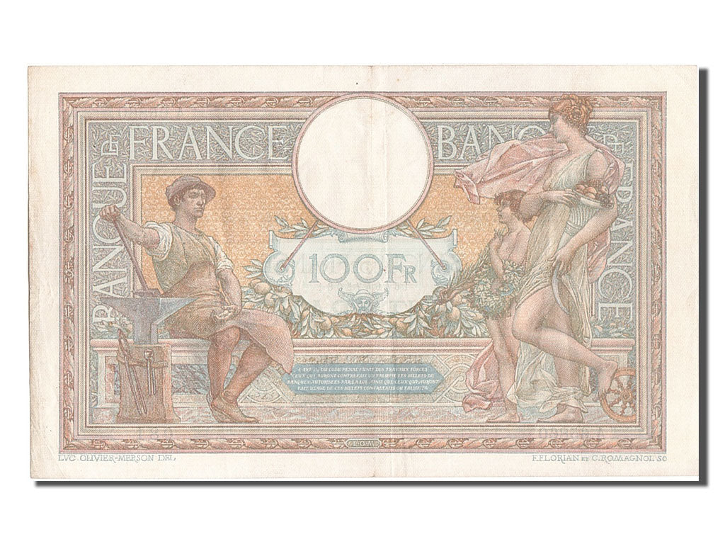 Banknote, France, 100 Francs, 100 F 1908-1939 ''Luc Olivier Merson'', 1939