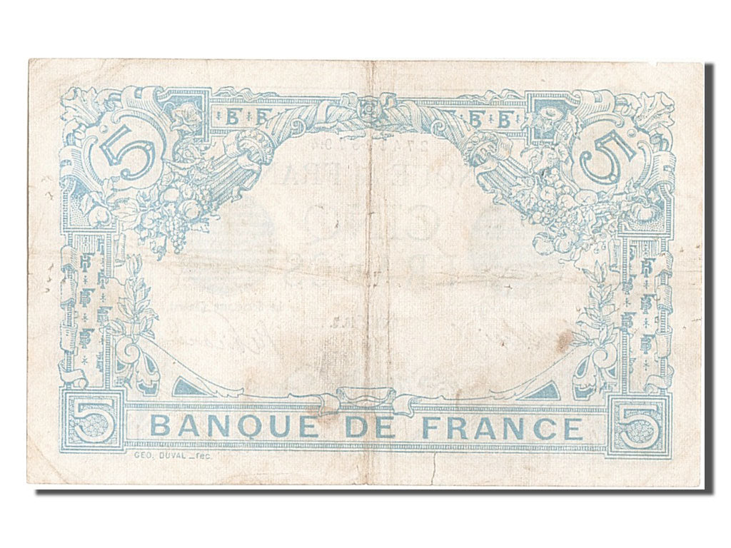 Billet, France, 5 Francs, 5 F 1912-1917 ''Bleu'', 1916, 1916-03-23, TB+