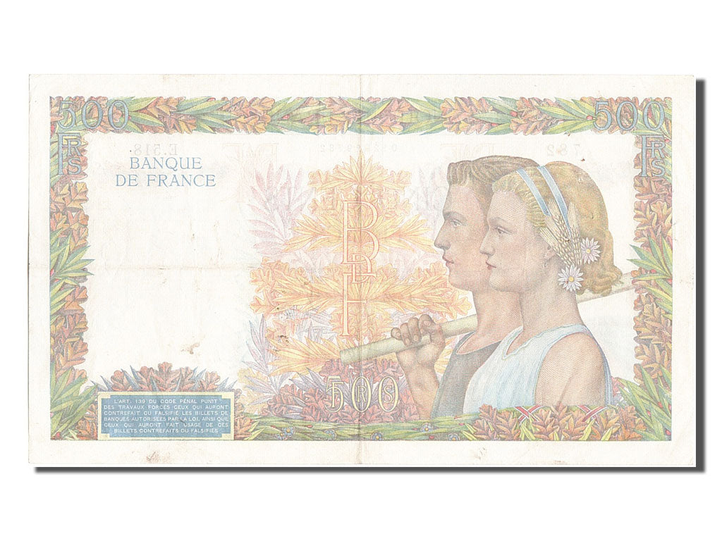 Banknot, Francja, 500 Francs, La Paix, 1940, 1940-06-20, EF(40-45)