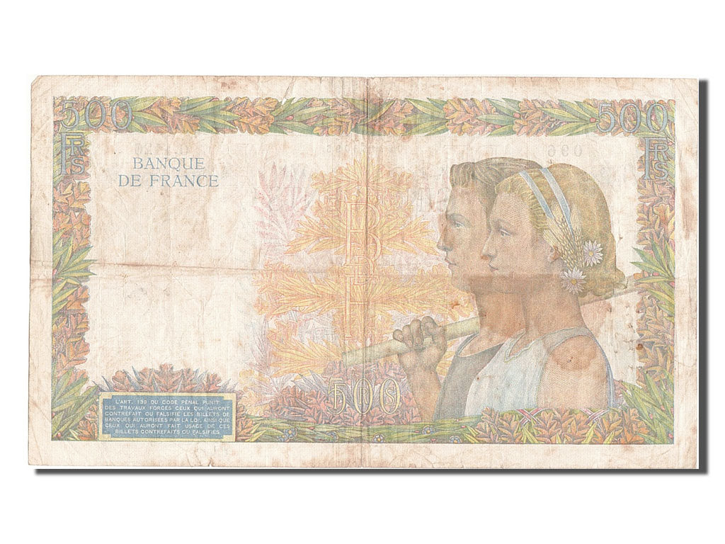 Banknote, France, 500 Francs, 500 F 1940-1944 ''La Paix'', 1940, 1940-10-17