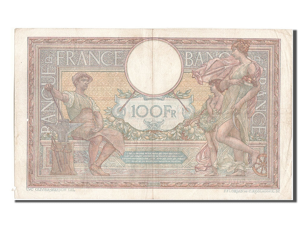 Banknote, France, 100 Francs, 100 F 1908-1939 ''Luc Olivier Merson'', 1920