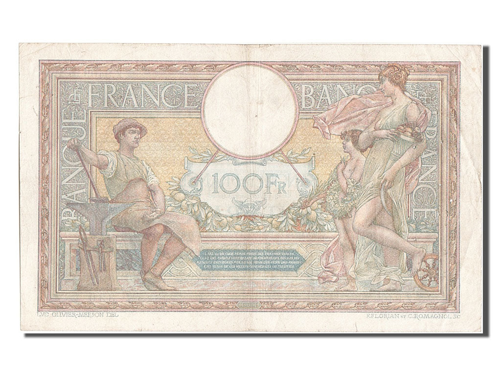 Banknot, Francja, 100 Francs, Luc Olivier Merson, 1922, 1922-08-23, EF(40-45)