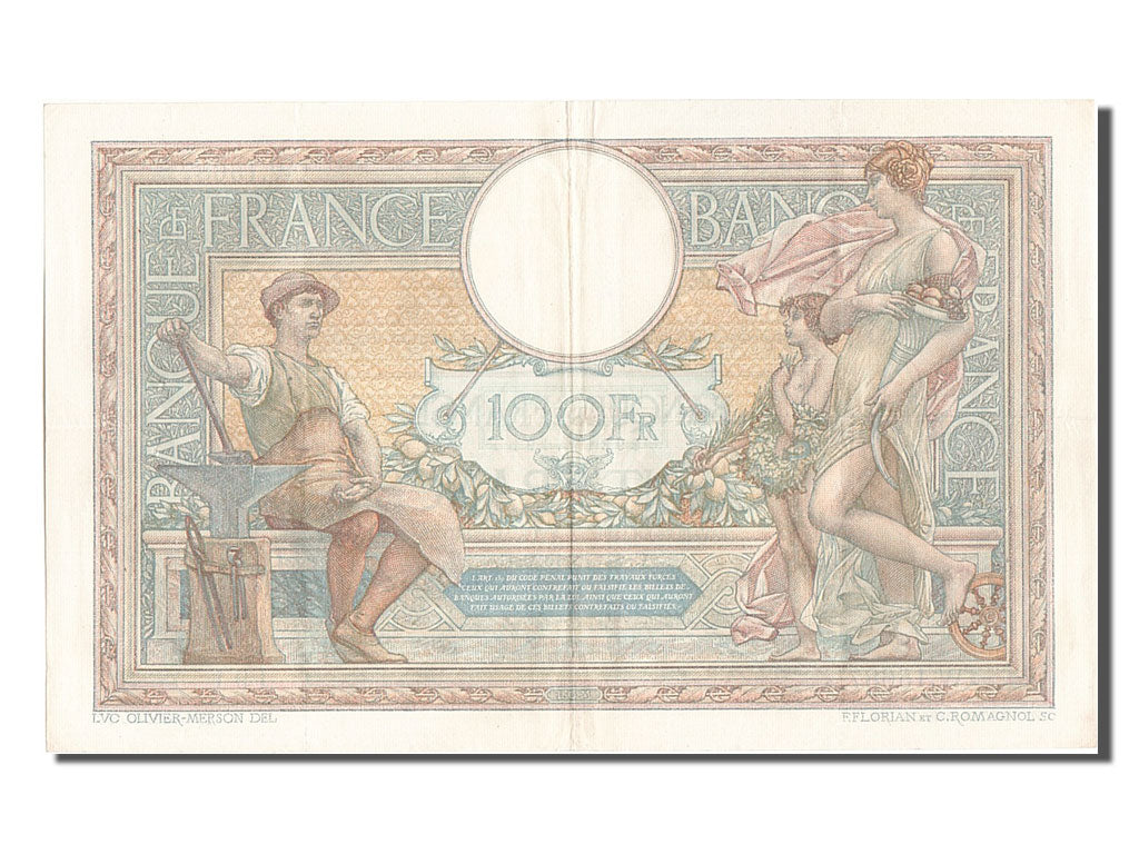 Biljet, Frankrijk, 100 Francs, 100 F 1908-1939 ''Luc Olivier Merson'', 1926