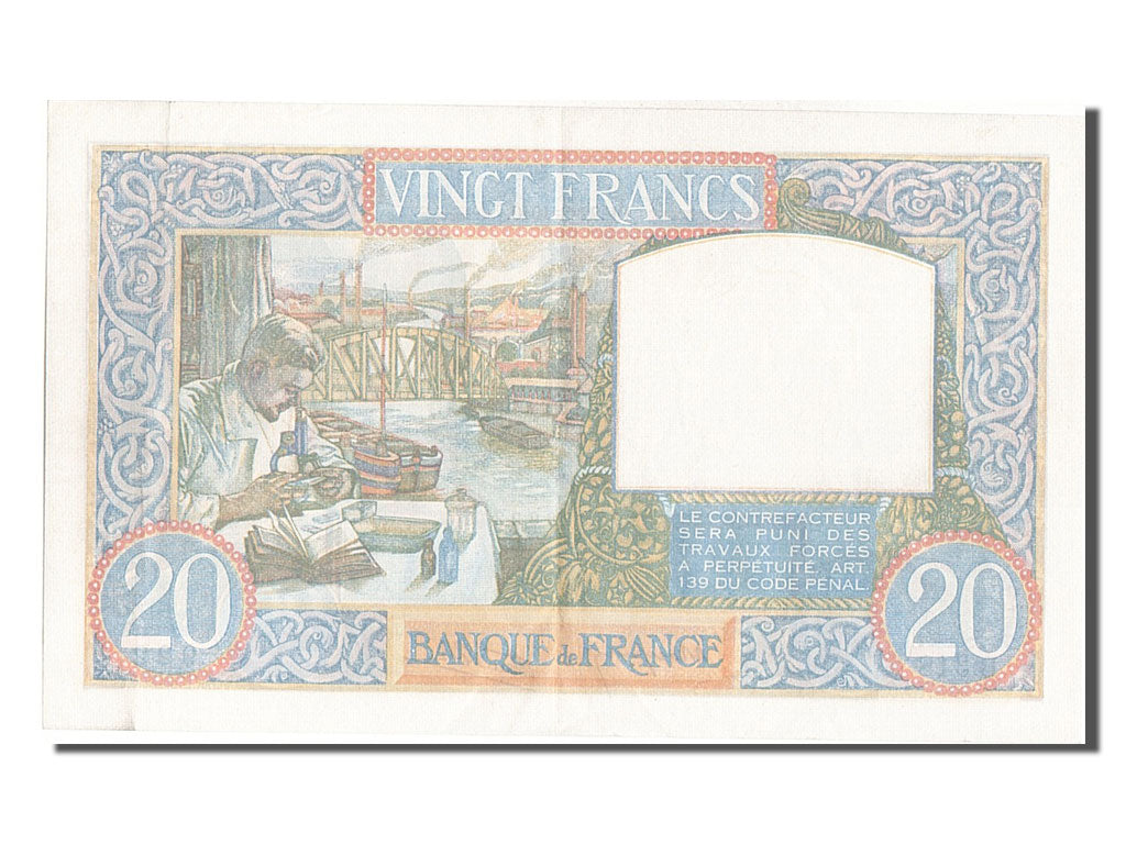 Banconote, Francia, 20 Francs, 20 F 1939-1942 ''Science et Travail'', 1940