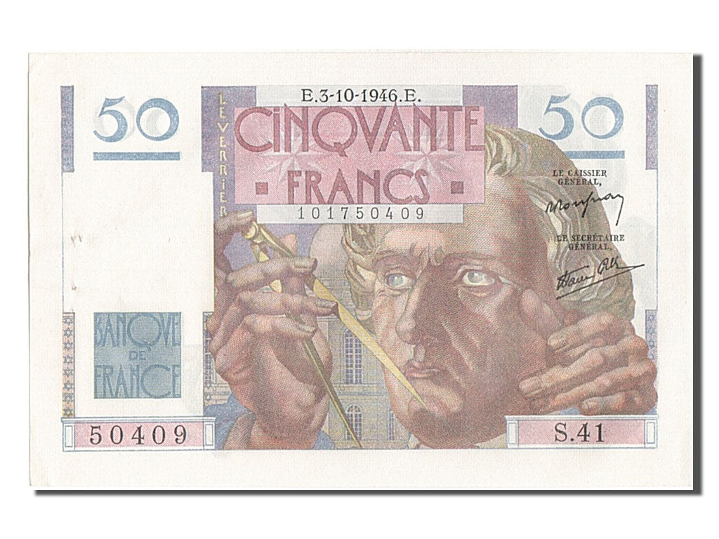 Banknot, Francja, 50 Francs, Le Verrier, 1946, 1946-10-03, UNC(60-62)