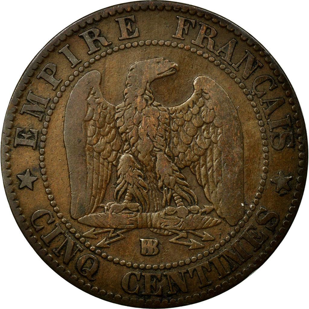 Moneda, Francia, Napoleon III, Napoléon III, 5 Centimes, 1863, Strasbourg, BC+