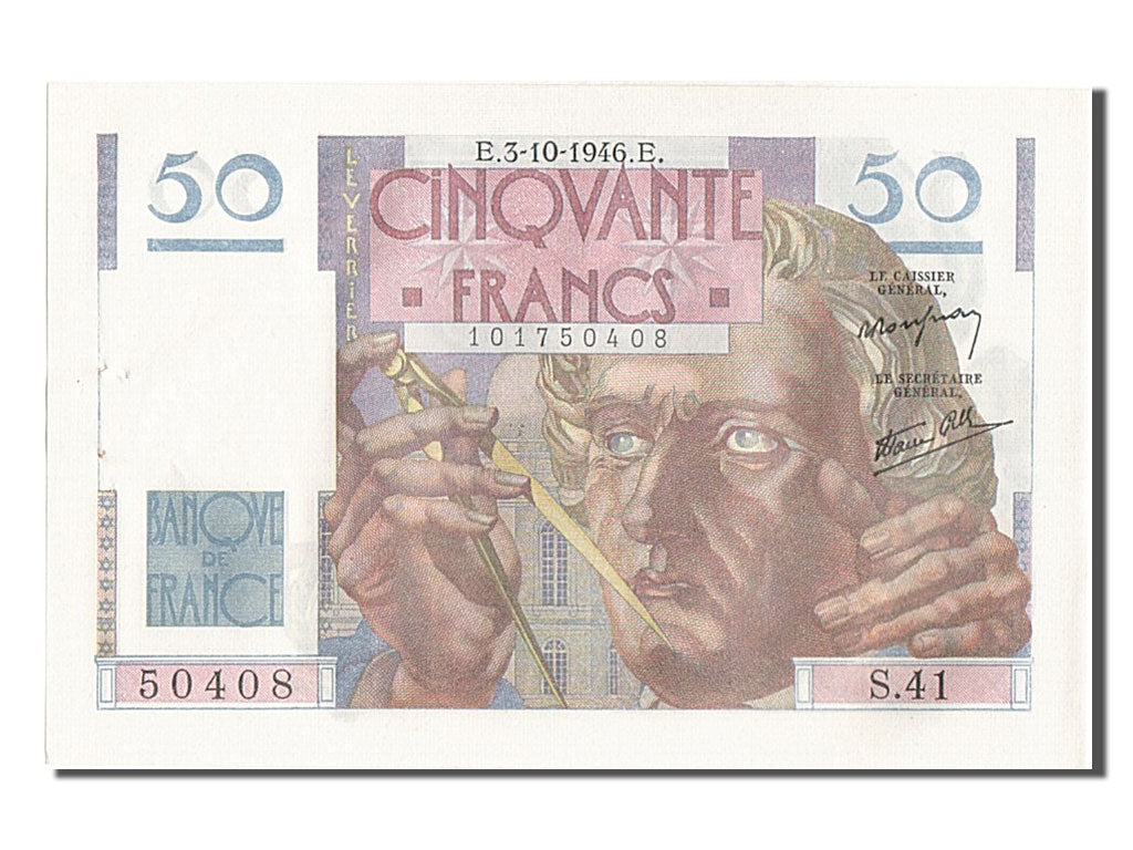 Banconote, Francia, 50 Francs, 50 F 1946-1951 ''Le Verrier'', 1946, 1946-10-03
