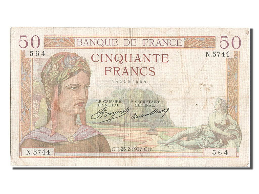Geldschein, Frankreich, 50 Francs, 50 F 1934-1940 ''Cérès'', 1937, 1937-02-25