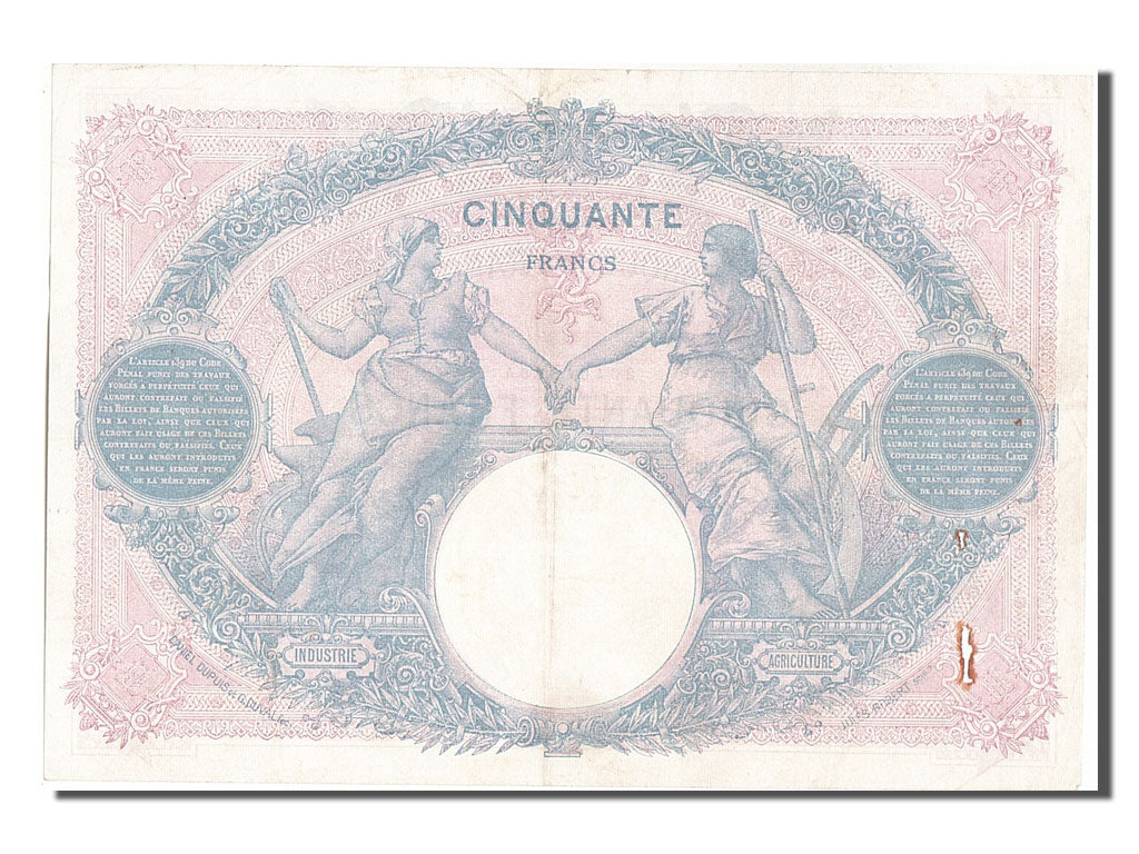 Billete, Francia, 50 Francs, 50 F 1889-1927 ''Bleu et Rose'', 1918, 1918-08-07
