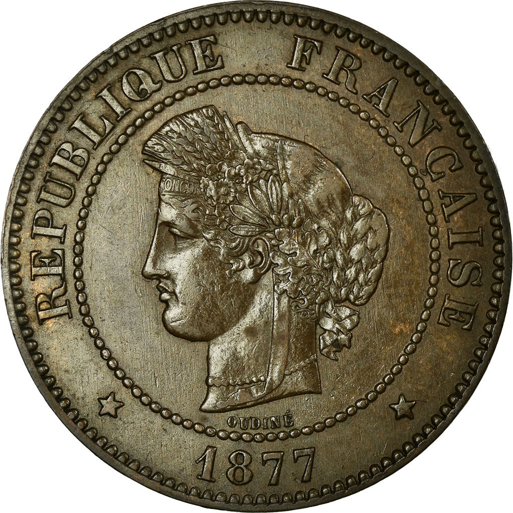 Coin, France, Cérès, 5 Centimes, 1877, Paris, AU(50-53), Bronze, Gadoury:157a
